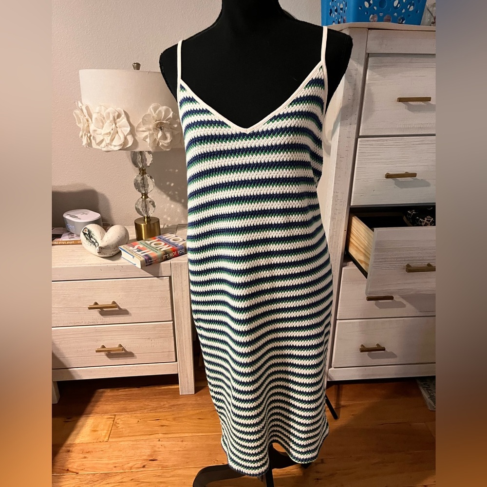 Striped Knit nautical Dress Zara small